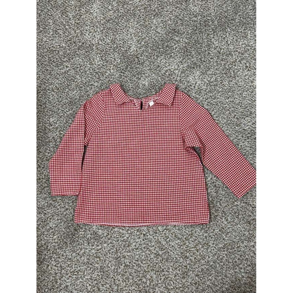 Kids relibeauty Red Gingham Peter Pan Collar Long Sleeve Blouse Top Size 140